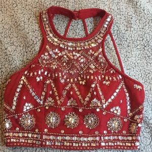 Red cropped semi formal/homecoming/prom dress